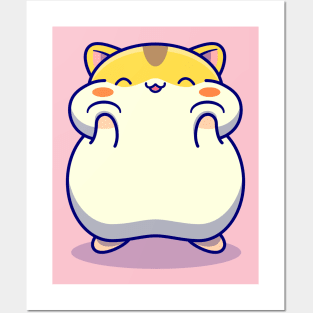 Cute Happy Hamster Cartoon Posters and Art